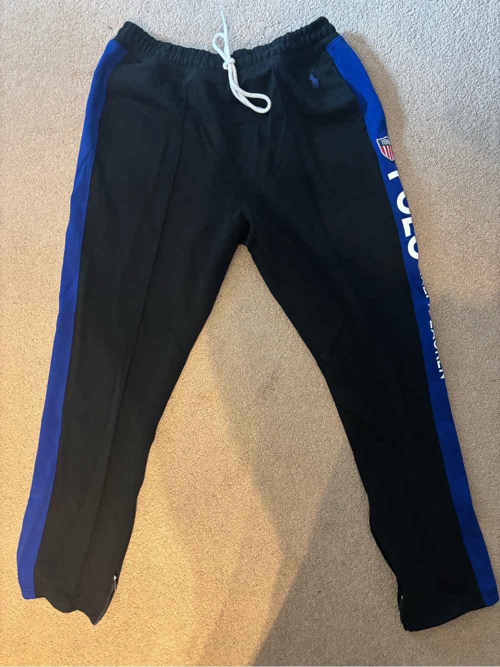 Polo by Ralph Lauren Men Black & Royal Blue Track Pants